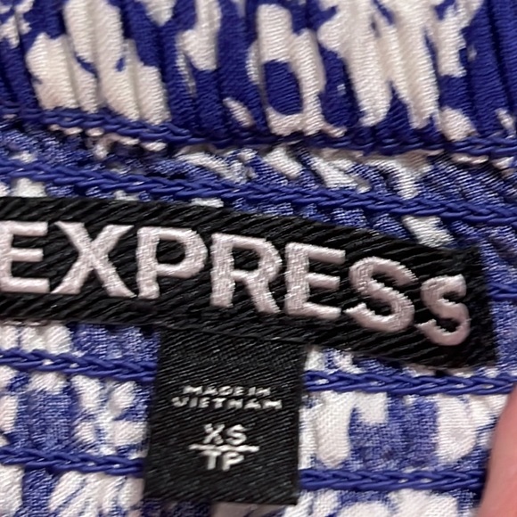 Express Blue and White Floral Off the Shoulder Dress - Picture 8 of 9